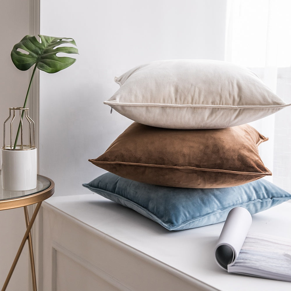 Soft Velvet Ivory Pillow with Insert & Cover