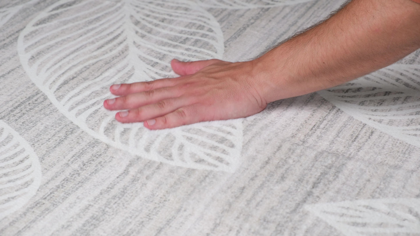 Arbor Botanical Leaf Comtemporary Cream and Beige Indoor Rug