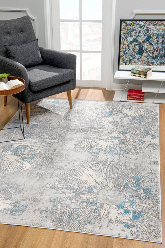 Zephira Abstract Contemporary Blue Indoor Rug