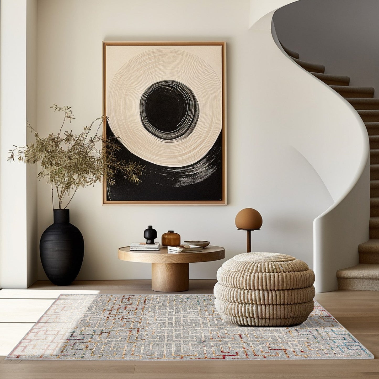 Tapis gris contemporain géométrique Vogue