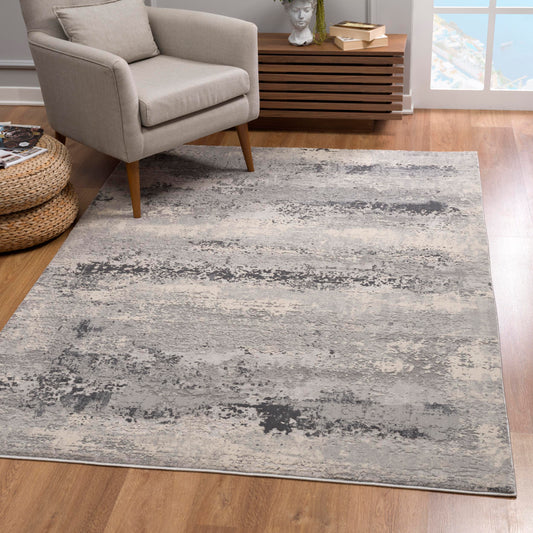 Cendro Abstract Contemporary Grey and Beige Indoor Rug