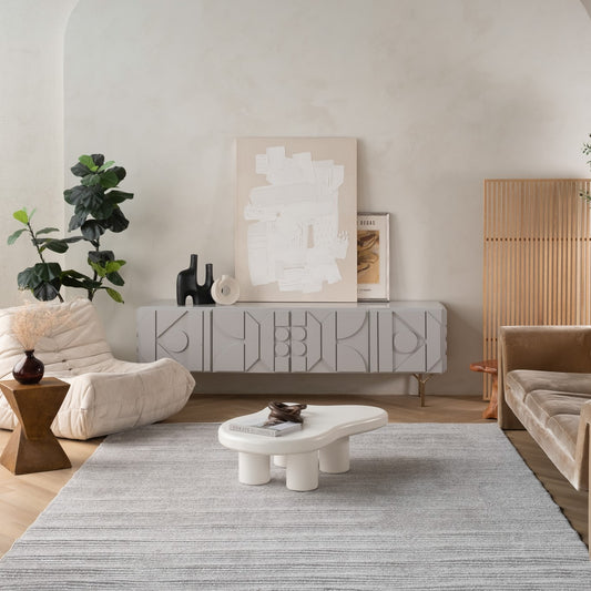 Solena Striped Contemporary Grey and Beige Indoor Rug