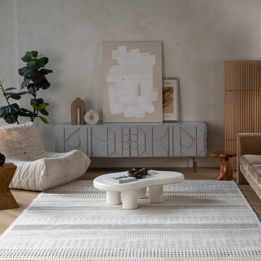 Azura Geometric Contemporary Beige and Brown Indoor Rug