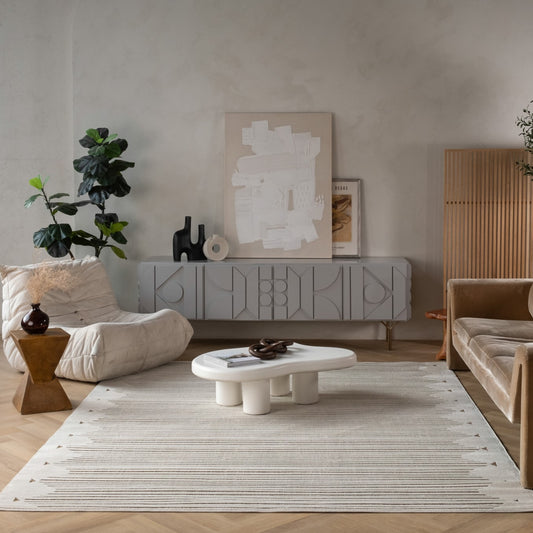 Zuri Striped Contemporary Beige and Brown Indoor Rug