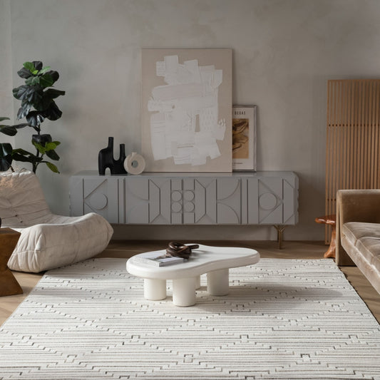 Sajari Geometric Contemporary Cream and Beige Indoor Rug