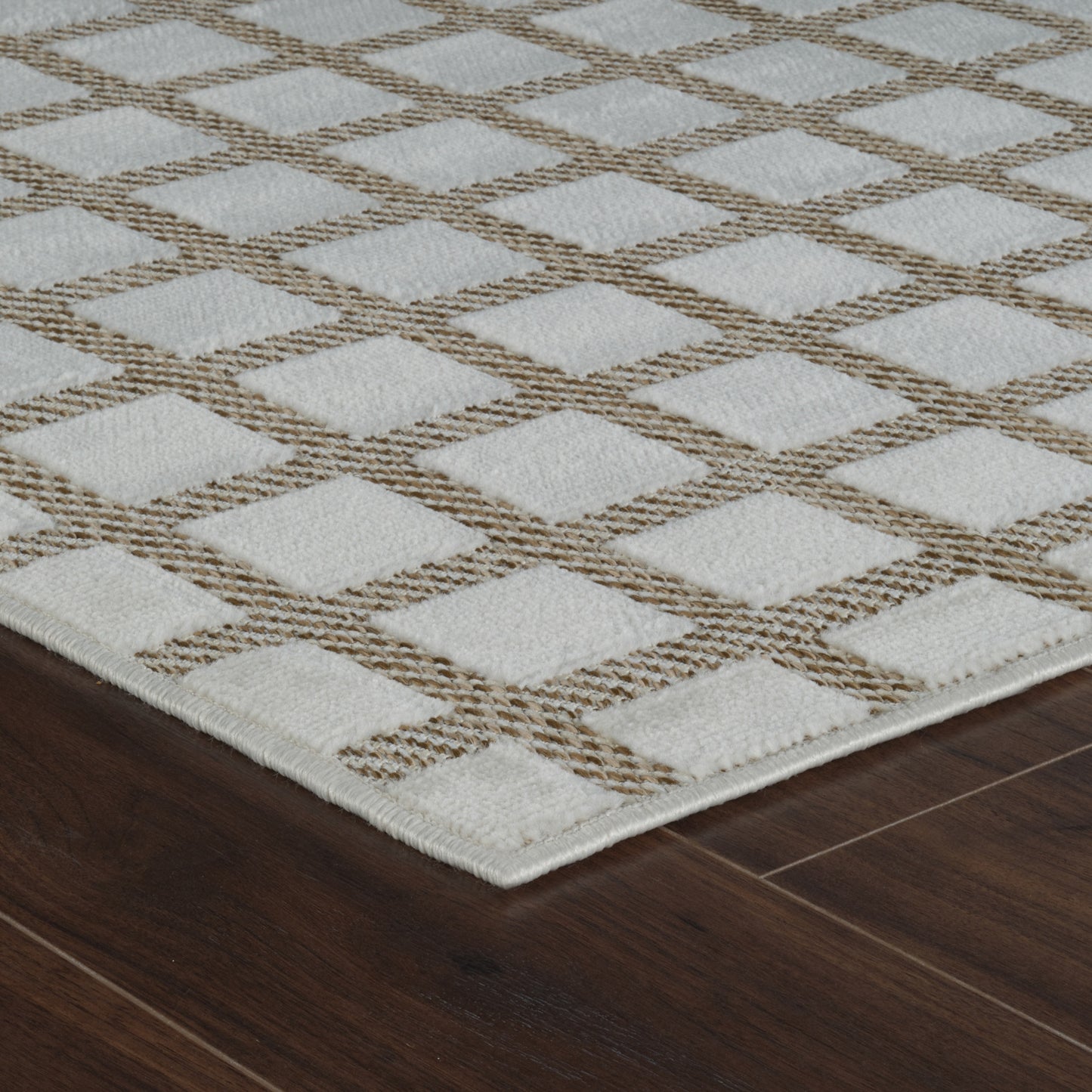 Kasbah Geometric Contemporary Cream and Beige Indoor Rug