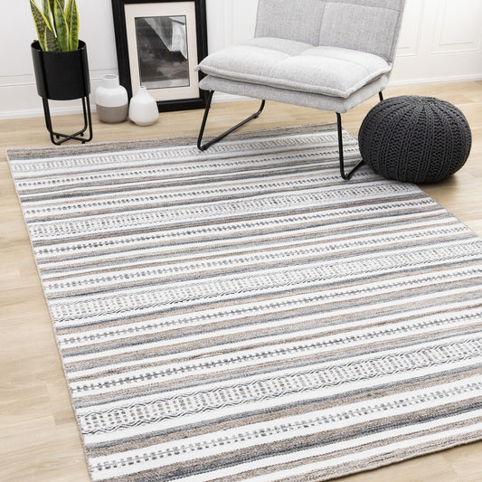 Tribal Southwestern White Area Rug-2