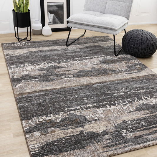 Contemporary Distressed Organic Grey Area Rug