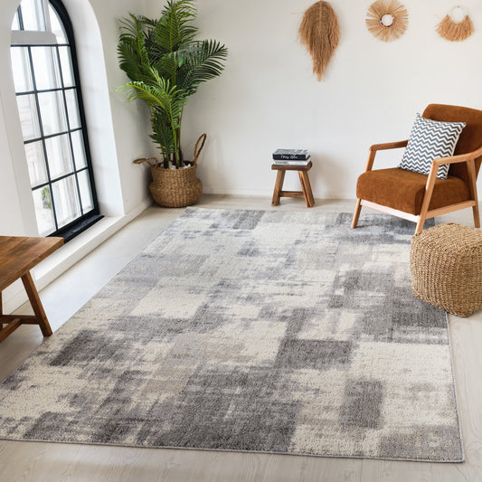 Avenir Abstract Contemporary Grey and Beige Indoor Rug