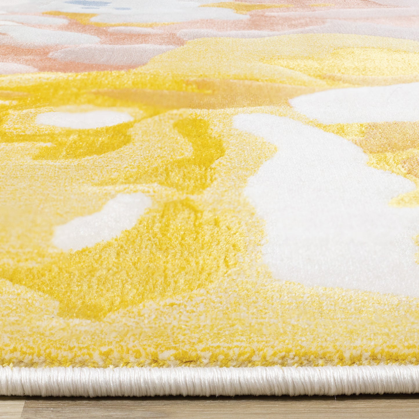 Contemporary Botanical Yellow Area Rug