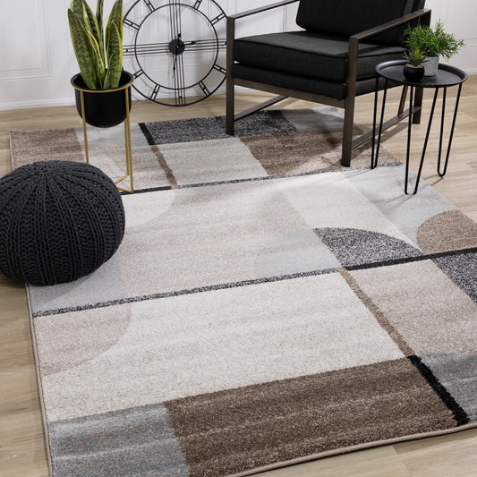 Contemporary Geometric Cream Area Rug