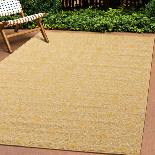 Outdoor Geometric Yellow Area Rug