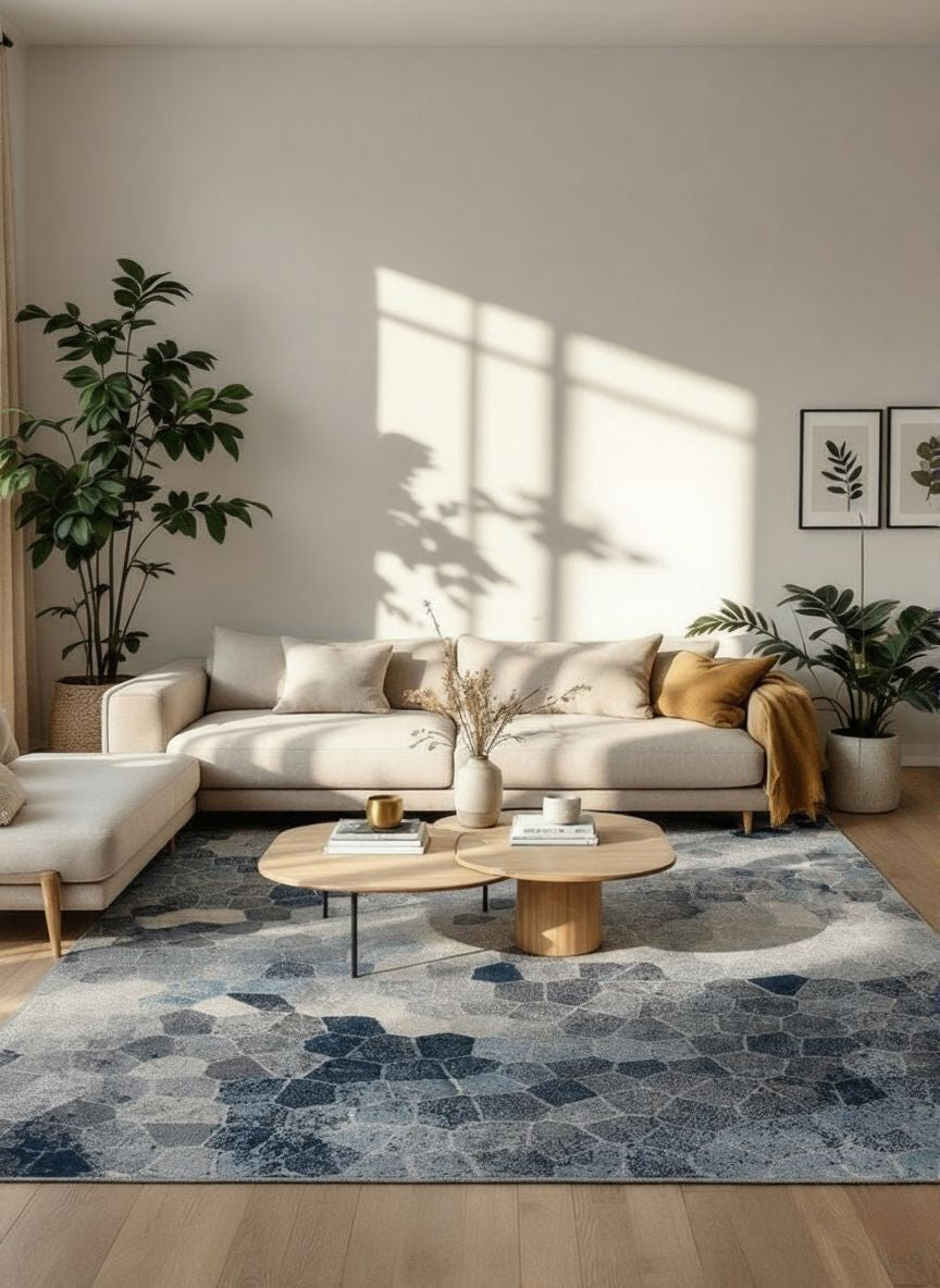Zahra Mosaic Stone Blue Indoor Rug