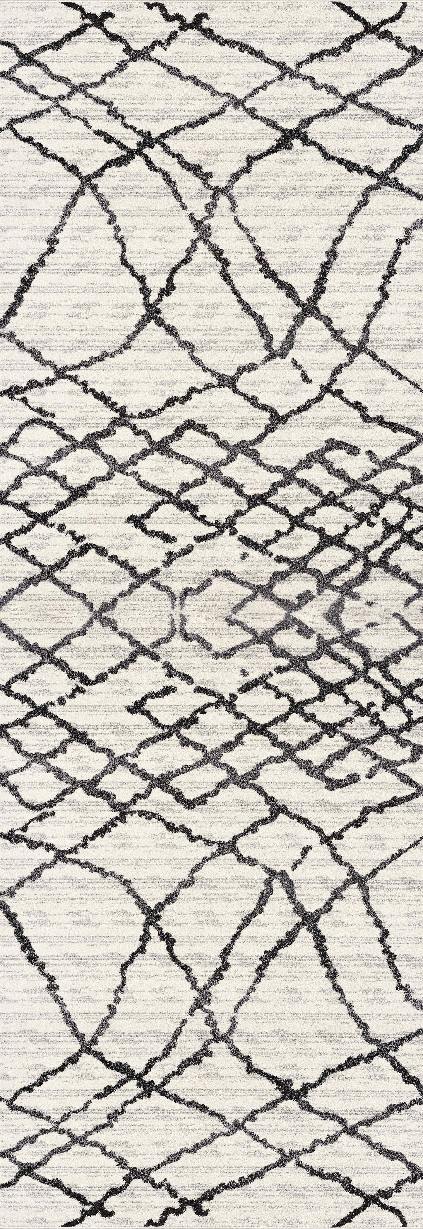 Amani Trellis Contemporary Grey and Black Indoor Rug