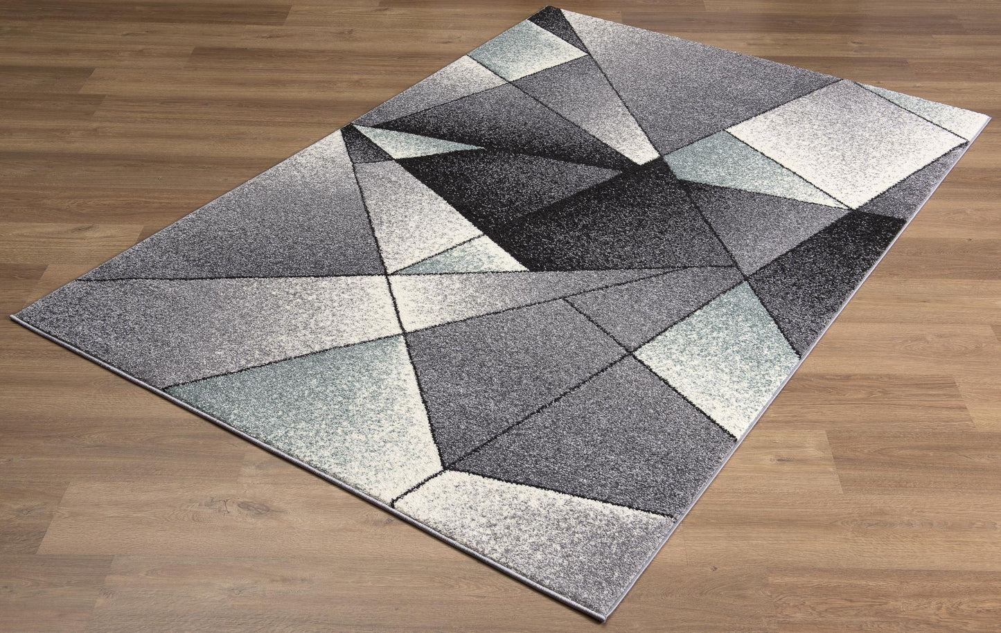 Nour Geometric Contemporary Grey and Blue Indoor Rug