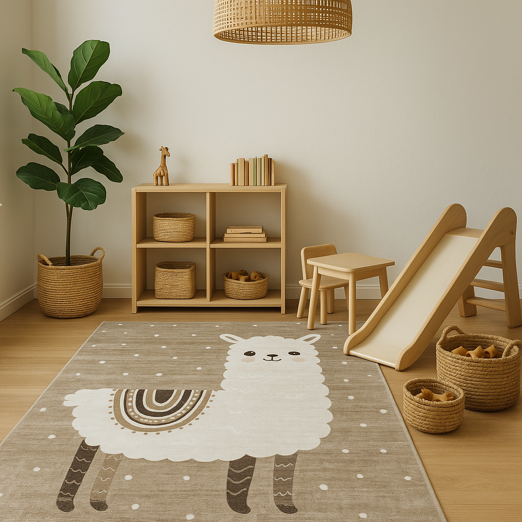 Rowan Llama Contemporary Brown and Beige Indoor Rug