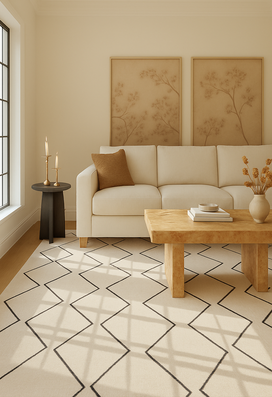 Aegis Trellis Contemporary Beige and Black Indoor Rug