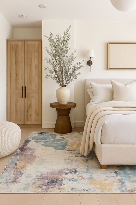 Sola Distressed Beige and Blue Indoor Rug