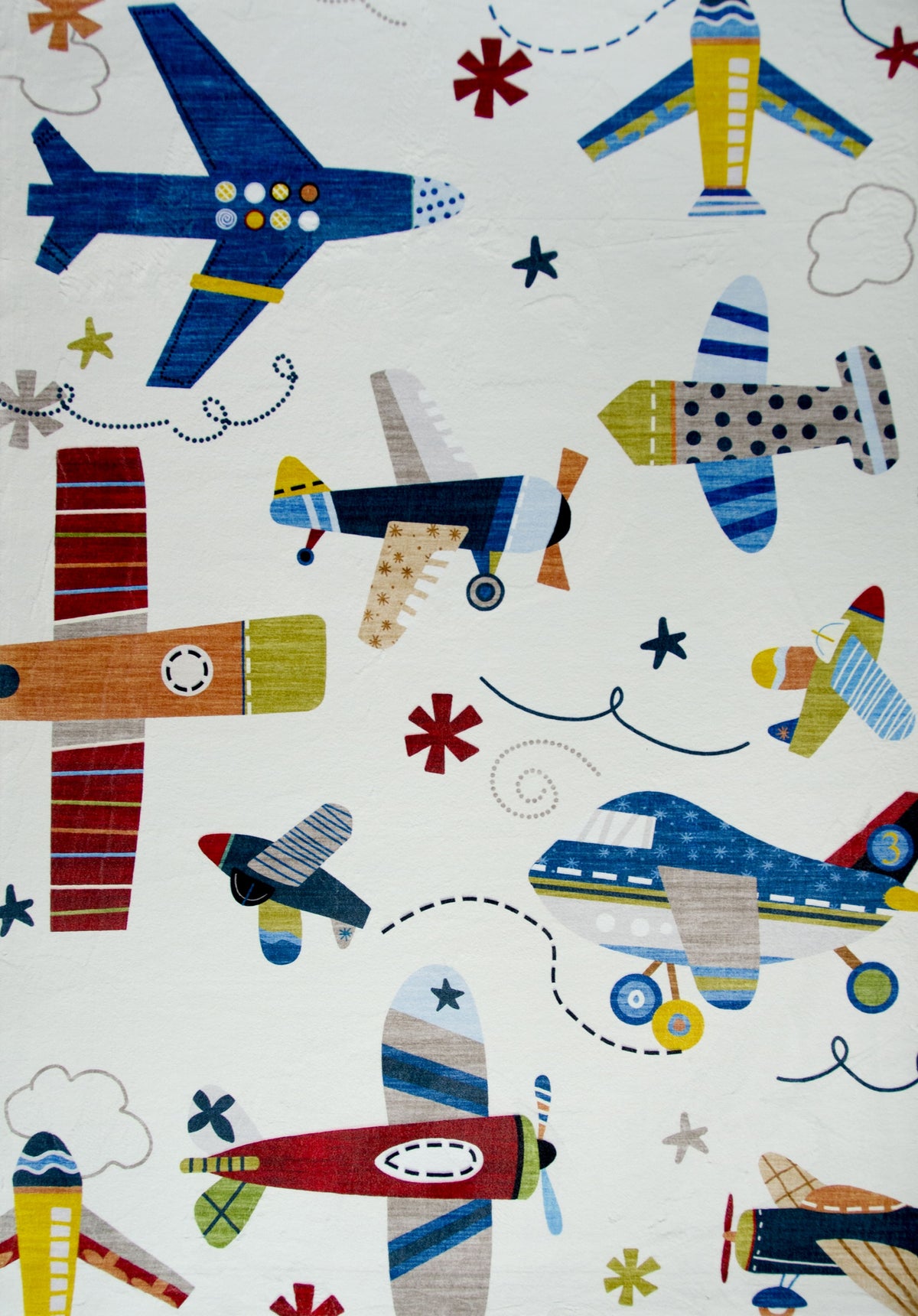 Maverick Vintage Airplane Multi Aircraft Theme Kids Play Rug