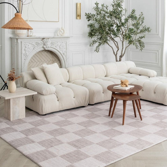 Emil Checkered Contemporary Beige and Brown Indoor Rug