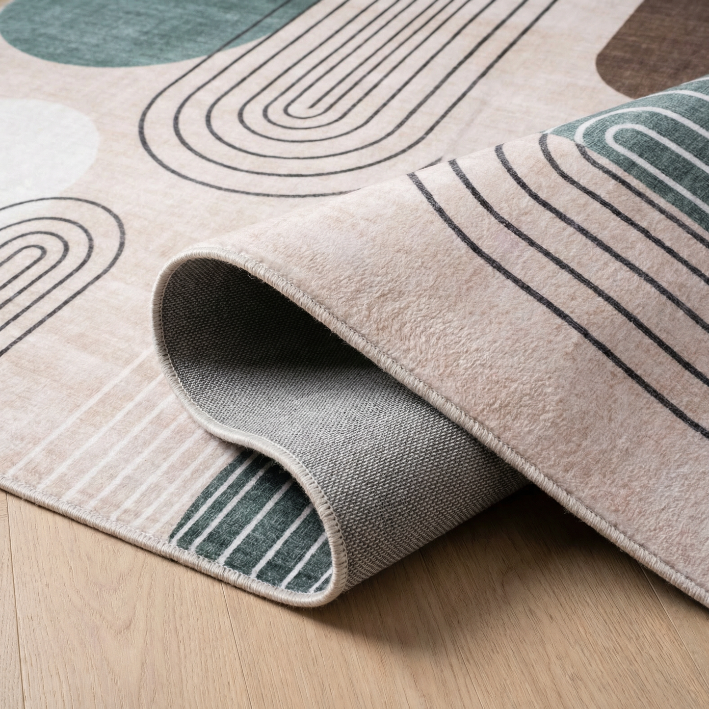 Arlo Abstract Mid-Century Modern Beige and Green Indoor Rug-8