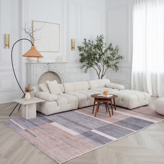 Milan Geometric Contemporary Brown and Grey Indoor Rug