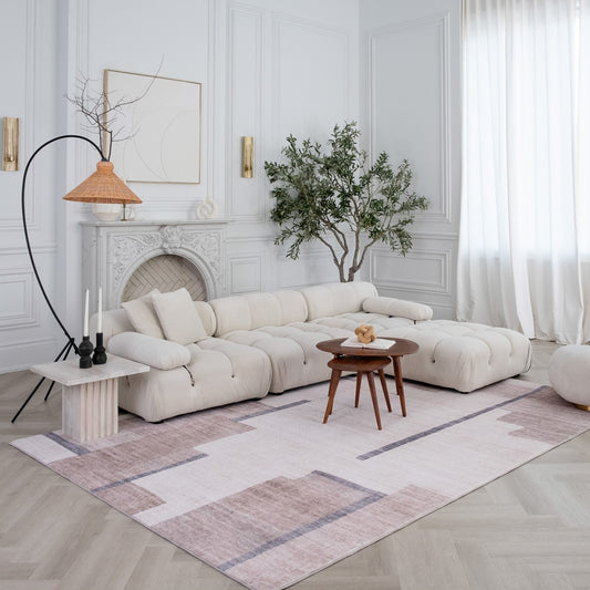 Miles Geometric Contemporary Beige and Brown Indoor Rug