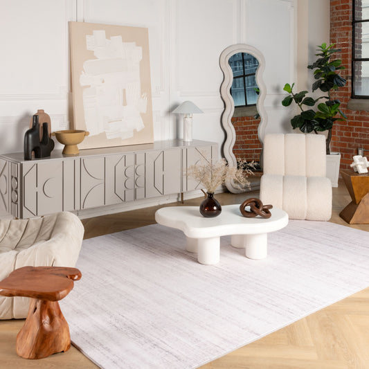 Elena Abstract Contemporary Beige and Purple Indoor Rug