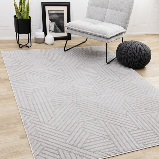 Modern Geometric Grey Area Rug