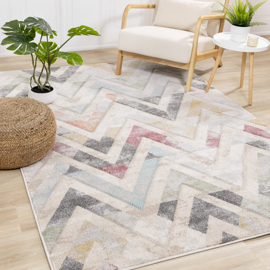 Modern Chevron Area Distressed Indoor