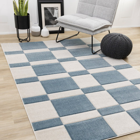 Art Geometric Blue Area Rug