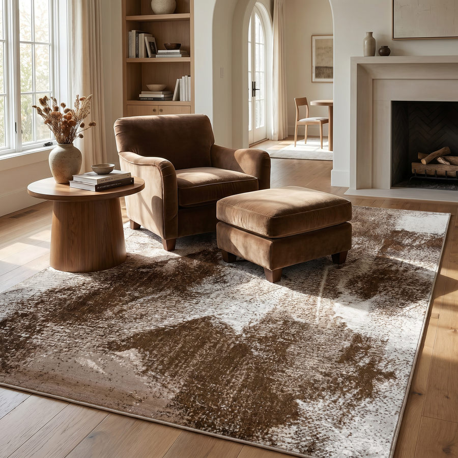 Marco Abstract Modern Brown and Beige Indoor Rug