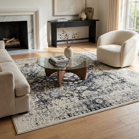 Tapis noir vieilli oriental Sakarya