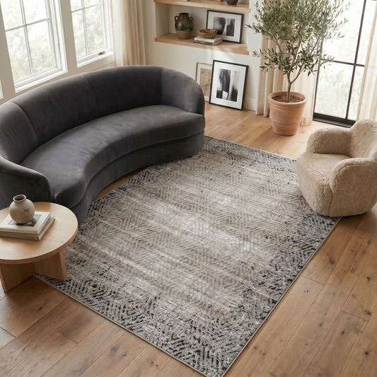 Tapis marron abstrait géométrique Sakarya