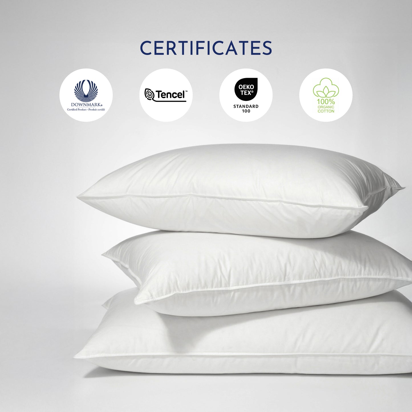Soft 600 Loft White Duck Down Pillow with 300T Tencel Organic Cotton Shell