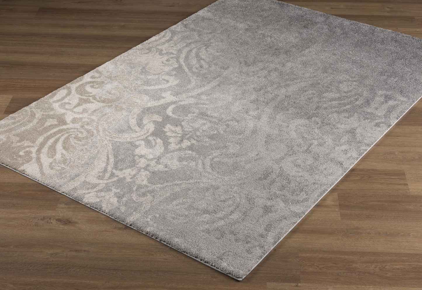 Adrian Distressed Damask Transitional Grey and Beige Indoor Rug-11