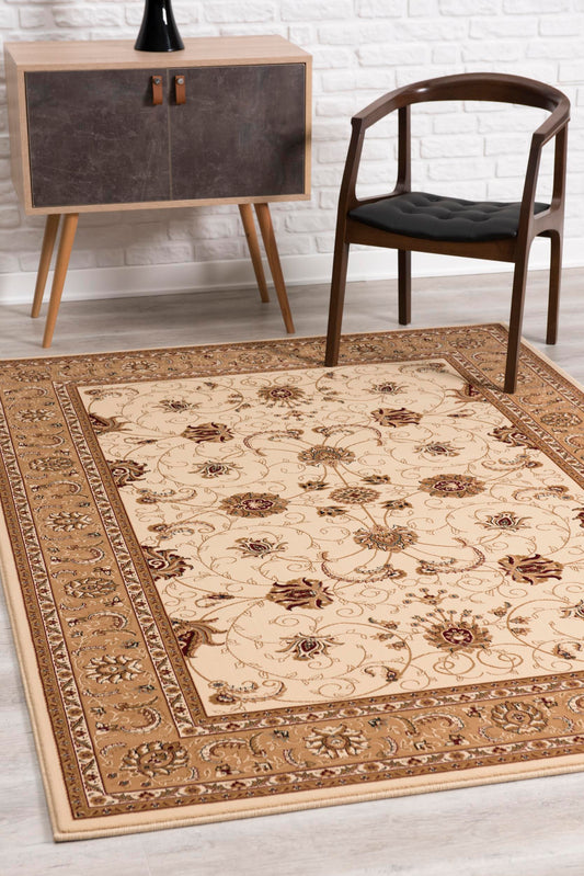 Fayez Persian Medallion Traditional Beige and Cream Indoor Rug