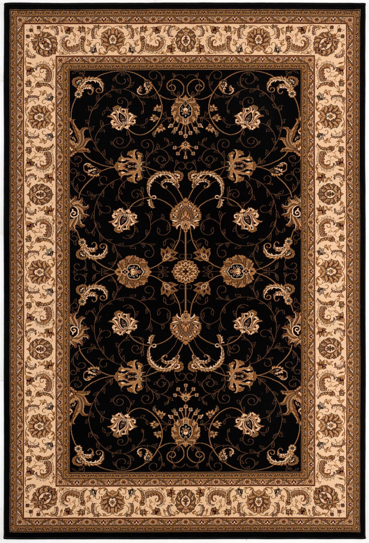 Fayez Persian Medallion Traditional Cream and Black Indoor Rug