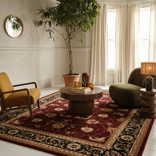Fayez Persian Medallion Traditional Red and Black Indoor Rug-2