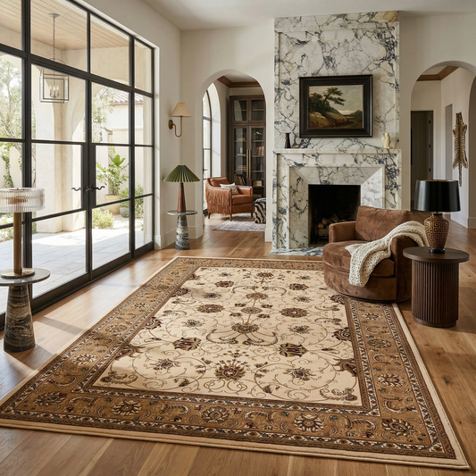 Fayez Persian Medallion Traditional Beige and Cream Indoor Rug-2