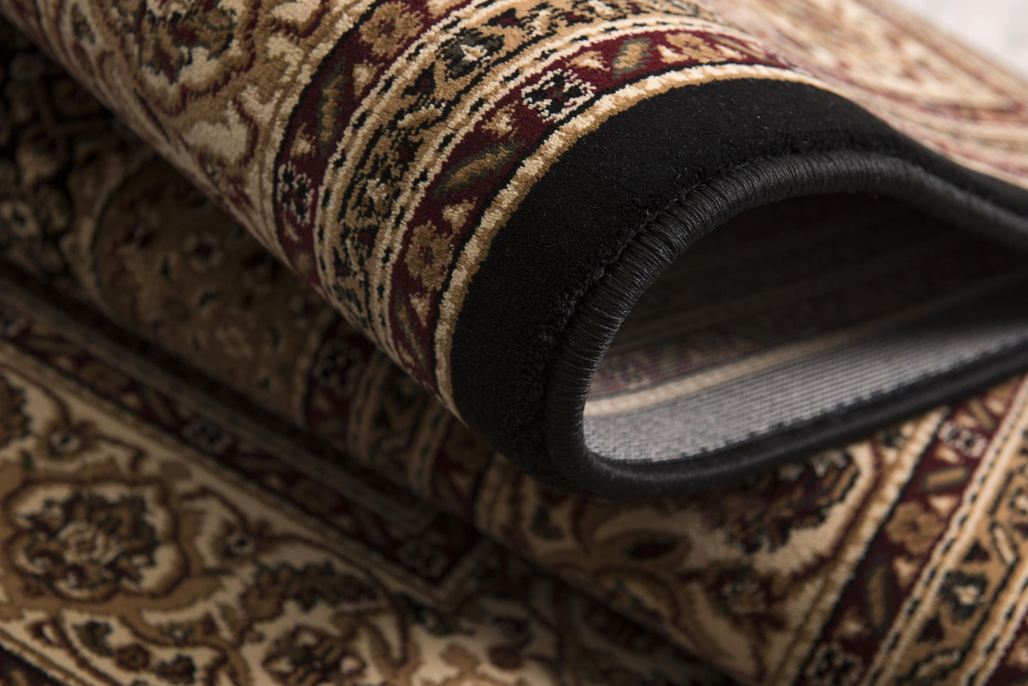 Faris Persian Medallion Traditional Black and Beige Indoor Rug