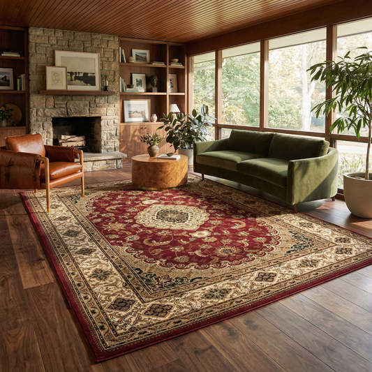 Rimal Persian Medallion Traditional Red and Beige Indoor Rug-2