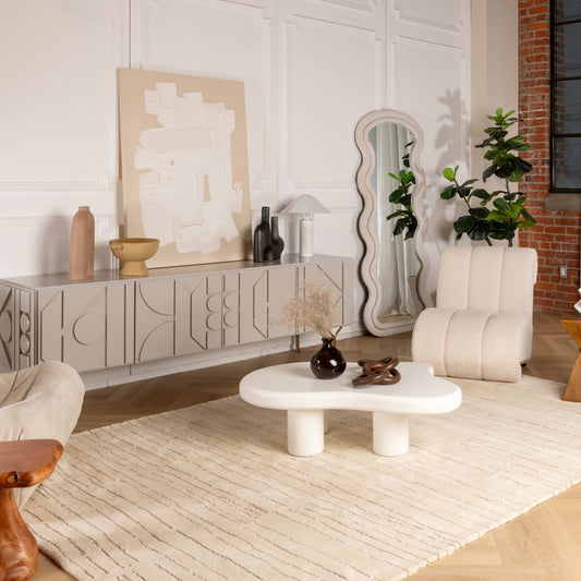 Noma Striped Comtemporary Beige and Grey Indoor Rug