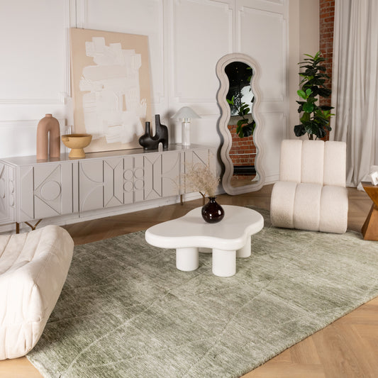 Lino Tonal Solid Comtemporary Olive Green Indoor Rug