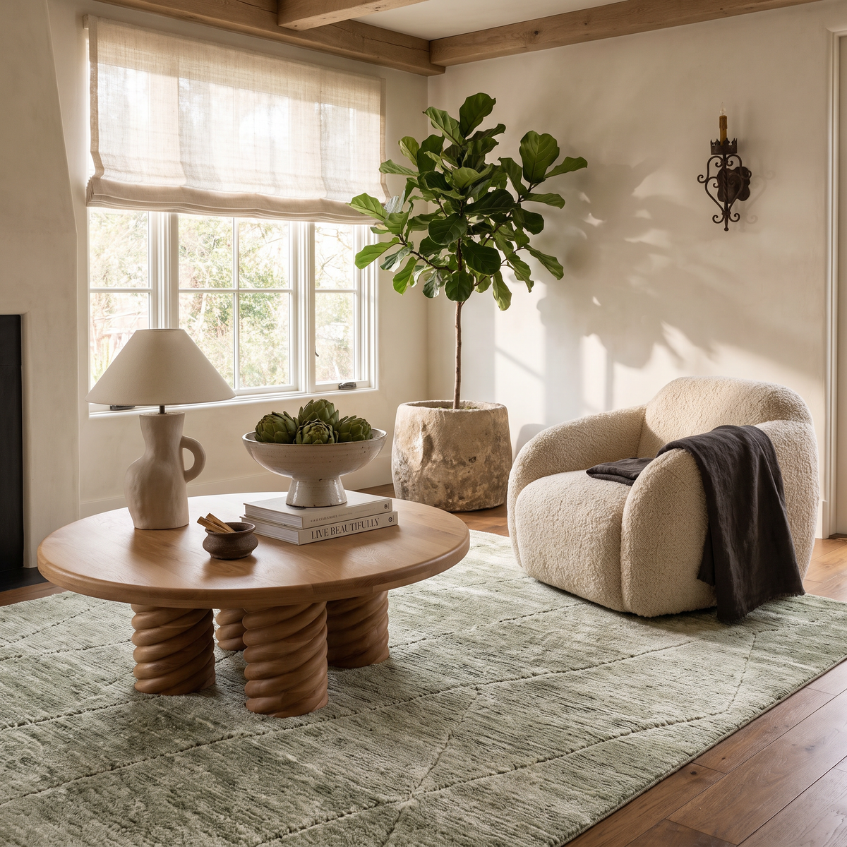 Lino Tonal Solid Comtemporary Olive Green Indoor Rug