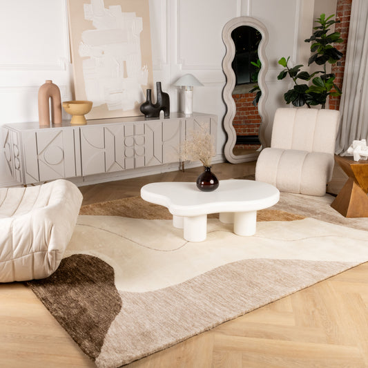 Eira Abstract Contemporary Beige and Brown Indoor Rug