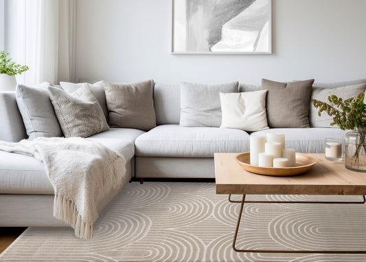 Contemporary Geometric Beige Area Rug