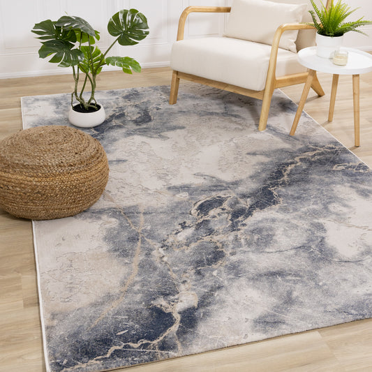 Contemporary Organic Blue Area Rug