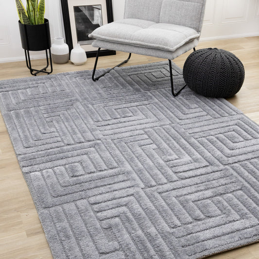 Modern Geometric Blue Area Rug