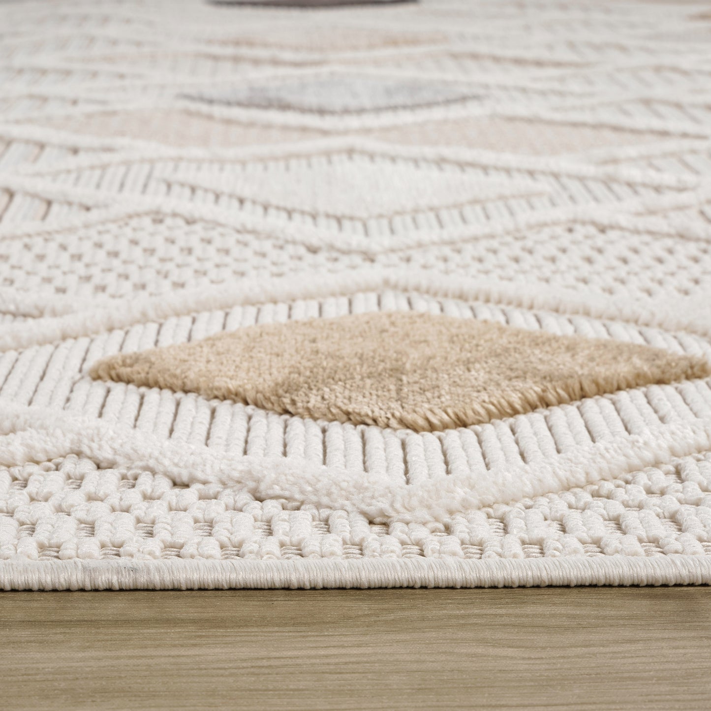 Kintsu Geometric Contemporary Cream and Beige Indoor Rug
